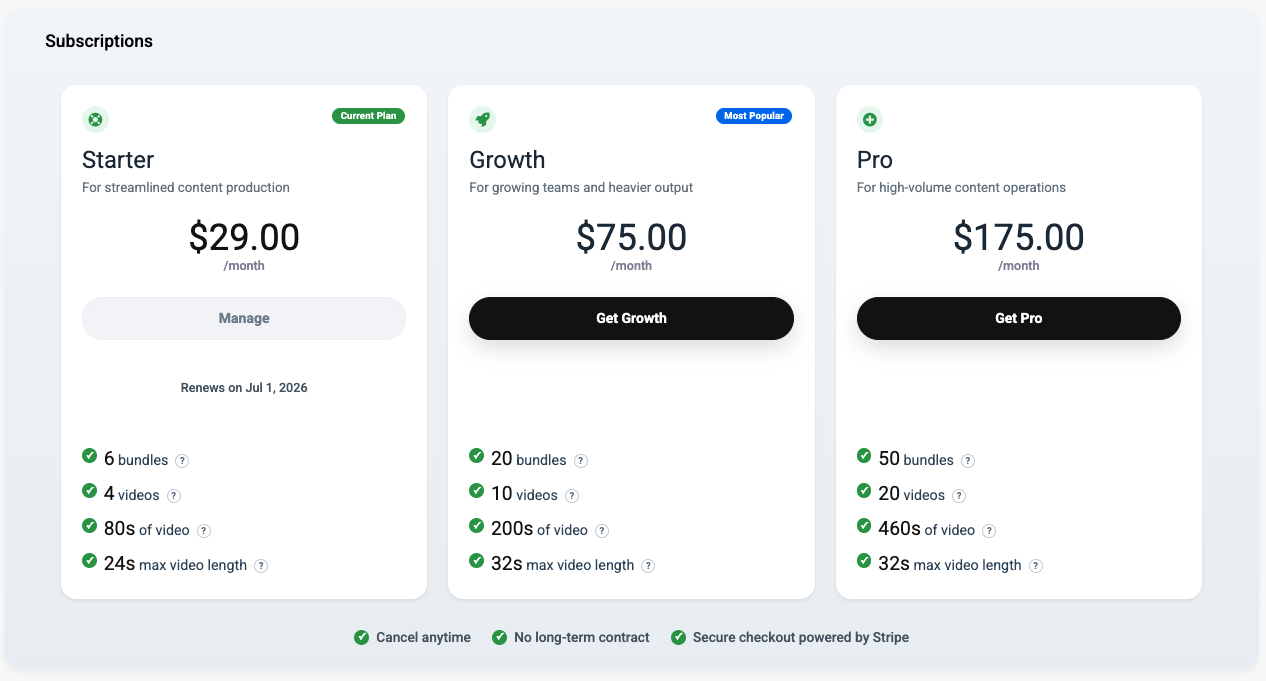 Plans and limits help article screenshot